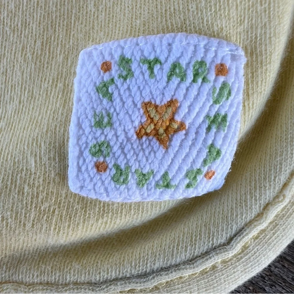 Vintage Gymboree Fish Sea Star Reversible Baby Blanket 90s  Yellow White GUC